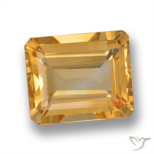 5.42ct Натуральный Оранжево-золотой Цитрин, Изумрудная огранка, Чистота VS
