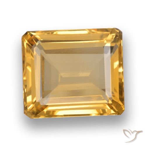 5.27ct Натуральный Оранжево-золотой Цитрин, Изумрудная огранка, VVS-VS