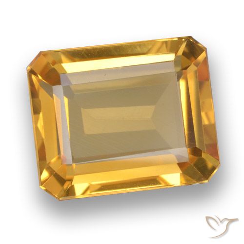 5.18ct Натуральный Средне-светлый оранжево-золотой Цитрин, Изумрудная огранка, VVS-VS