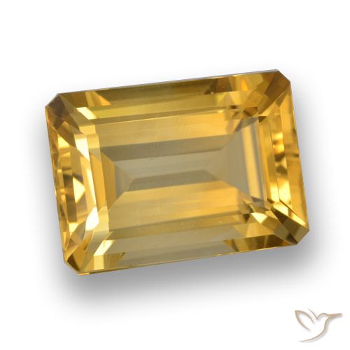 7.21ct Натуральный Золотисто-оранжевый Цитрин, Изумрудная огранка, VVS-VS