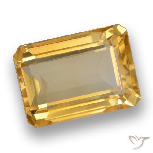 7.09ct Натуральный Средне-светлый золотистый Цитрин, Изумрудная огранка, VVS-VS