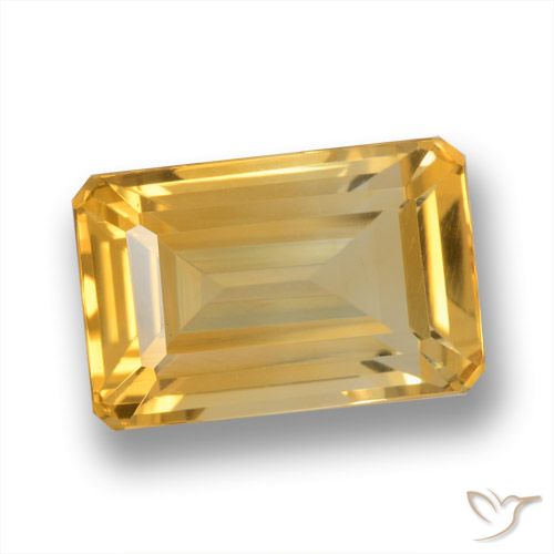 4.95ct Натуральный Средне-темный золотистый Цитрин, Изумрудная огранка, Чистота VVS