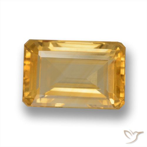 4.09ct Натуральный Средне-темный золотистый Цитрин, Изумрудная огранка, VVS-VS