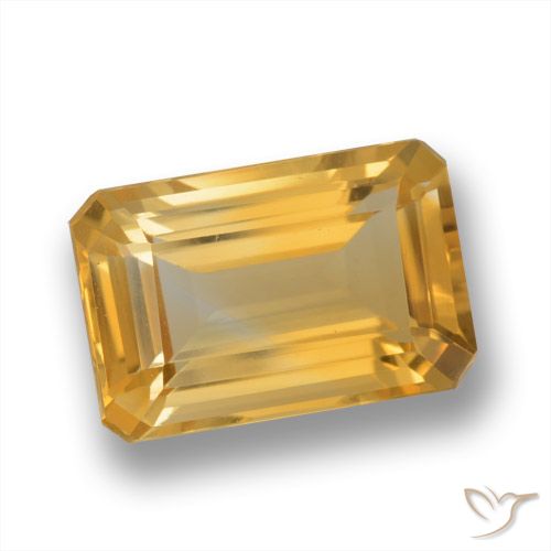 3.80ct Натуральный Оранжево-золотой Цитрин, Изумрудная огранка, Чистота VVS