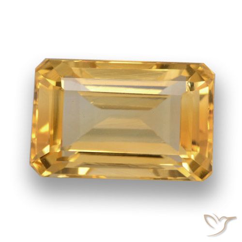 4.65ct Натуральный Средне-светлый оранжево-золотой Цитрин, Изумрудная огранка, VVS-VS
