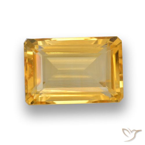 4.37ct Натуральный Оранжево-золотой Цитрин, Изумрудная огранка, VVS-VS