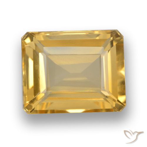 4.41ct Натуральный Оранжево-золотой Цитрин, Изумрудная огранка, Чистота VVS