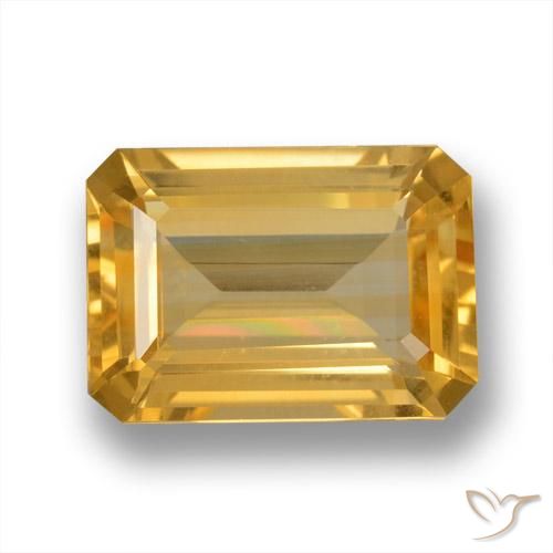 6.42ct Натуральный Золотой Цитрин, Изумрудная огранка, Чистота VVS