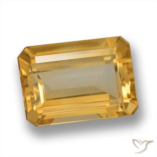 6.26ct Натуральный Средне-светлый оранжево-золотой Цитрин, Изумрудная огранка, VVS-VS