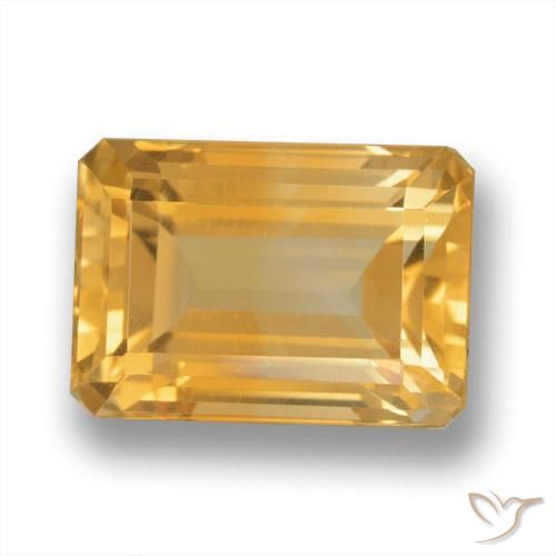 8.79ct Натуральный Средне-светлый оранжево-золотой Цитрин, Изумрудная огранка, VVS-VS