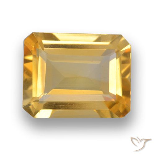 3.76ct Натуральный Золотисто-оранжевый Цитрин, Изумрудная огранка, VVS-VS