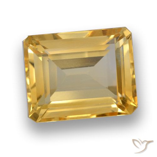 4.34ct Натуральный Средне-темный золотистый Цитрин, Изумрудная огранка, VVS-VS