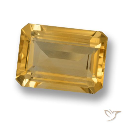 6.79ct Натуральный Темно-золотой Цитрин, Изумрудная огранка, VVS-VS