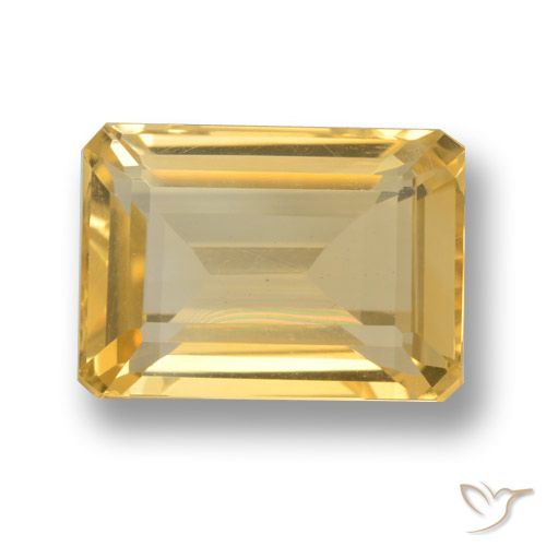7.98ct Натуральный Средне-темный золотистый Цитрин, Изумрудная огранка, VVS-VS