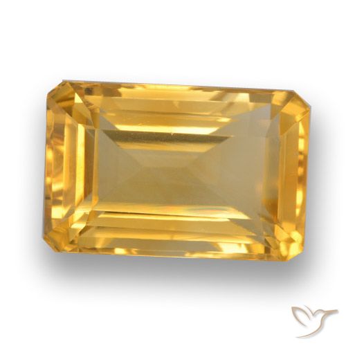4.29ct Натуральный Золотисто-оранжевый Цитрин, Изумрудная огранка, VVS-VS