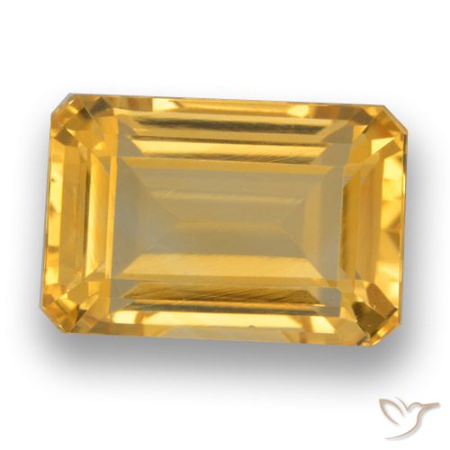 5.51ct Натуральный Средний золотой Цитрин, Изумрудная огранка, Чистота VVS