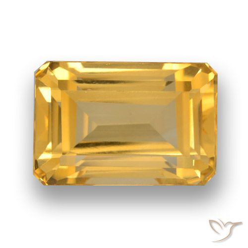 5.68ct Натуральный Золотисто-оранжевый Цитрин, Изумрудная огранка, VVS-VS