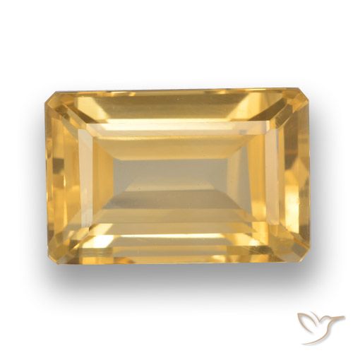 4.53ct Натуральный Светло-оранжево-золотой Цитрин, Изумрудная огранка, VVS-VS