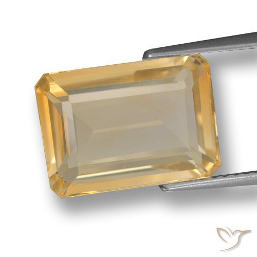 6.89ct Натуральный Золотой Цитрин, Изумрудная огранка, VVS-VS