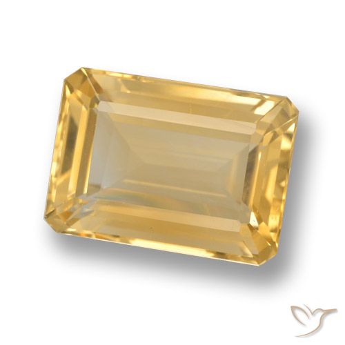 7.50ct Натуральный Золотой Цитрин, Изумрудная огранка, Чистота VVS
