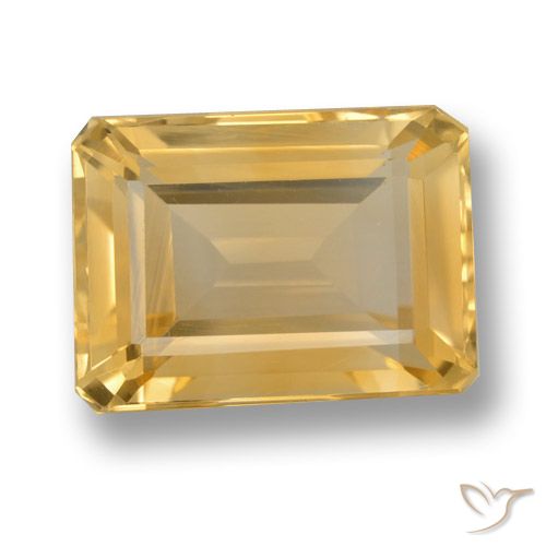 7.98ct Натуральный Оранжево-золотой Цитрин, Изумрудная огранка, Чистота VVS