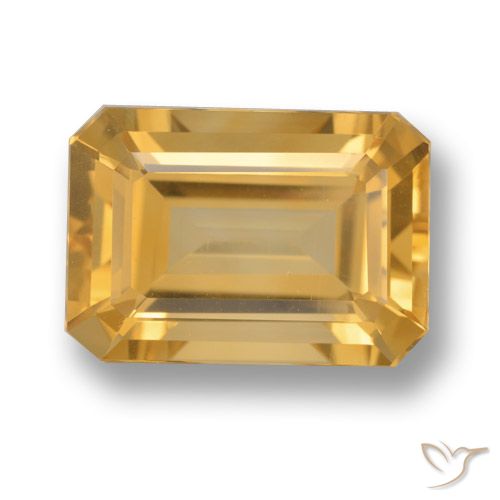 6.82ct Натуральный Оранжево-золотой Цитрин, Изумрудная огранка, Чистота VVS