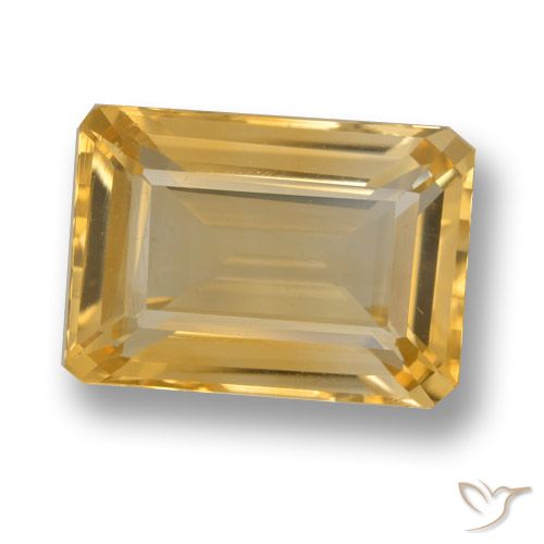 6.91ct Натуральный Золотисто-оранжевый Цитрин, Изумрудная огранка, Чистота VVS