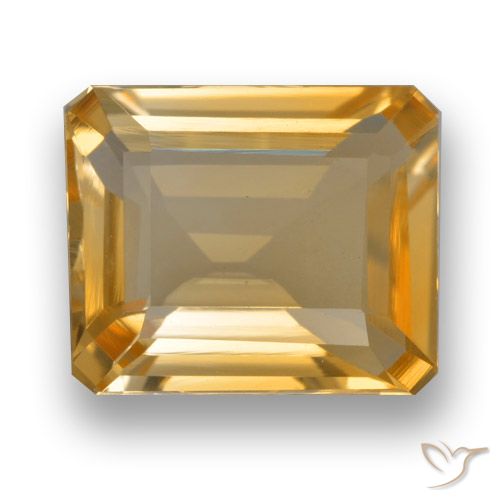 3.46ct Натуральный Оранжево-золотой Цитрин, Изумрудная огранка, Чистота VVS