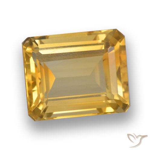 4.40ct Натуральный Темно-золотой Цитрин, Изумрудная огранка, Чистота VVS