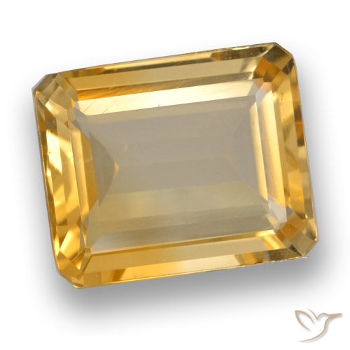 3.64ct Натуральный Средне-темный золотистый Цитрин, Изумрудная огранка, Чистота VVS