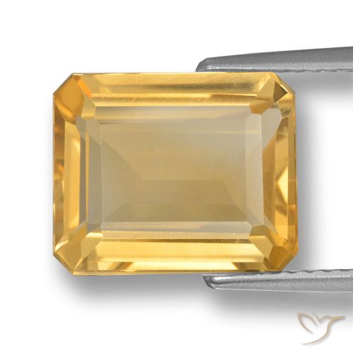 4.96ct Натуральный Среднее золото Цитрин, Изумрудная огранка, VVS-VS