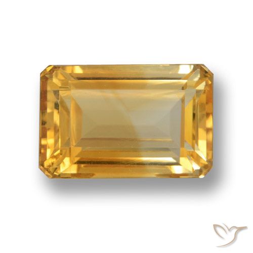5.53ct Натуральный Оранжево-золотой Цитрин, Изумрудная огранка, Чистота VVS