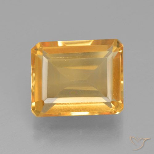 4.53ct Натуральный Оранжево-золотой Цитрин, Изумрудная огранка, Чистота VS