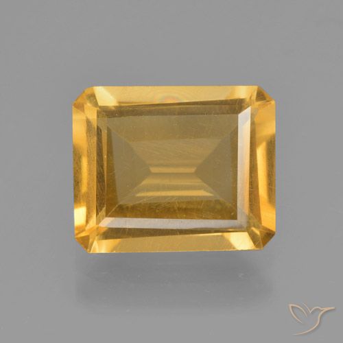 3.92ct Натуральный Темно-золотой апельсин Цитрин, Изумрудная огранка, Чистота VS