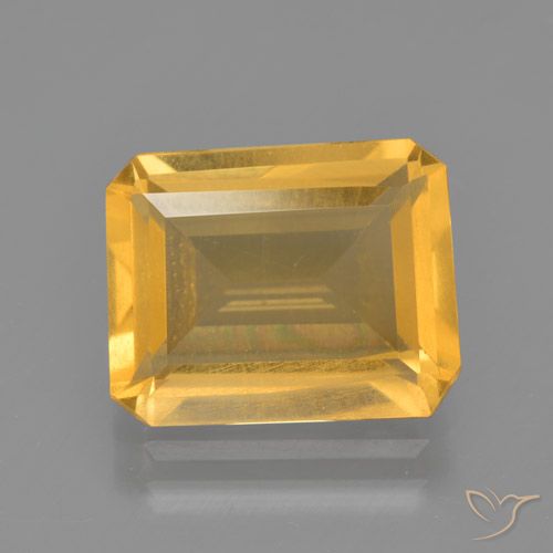 3.51ct Натуральный Темно-золотой апельсин Цитрин, Изумрудная огранка, Чистота VS