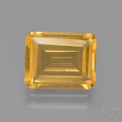 3.59ct Натуральный Темно-золотой апельсин Цитрин, Изумрудная огранка, Чистота VS