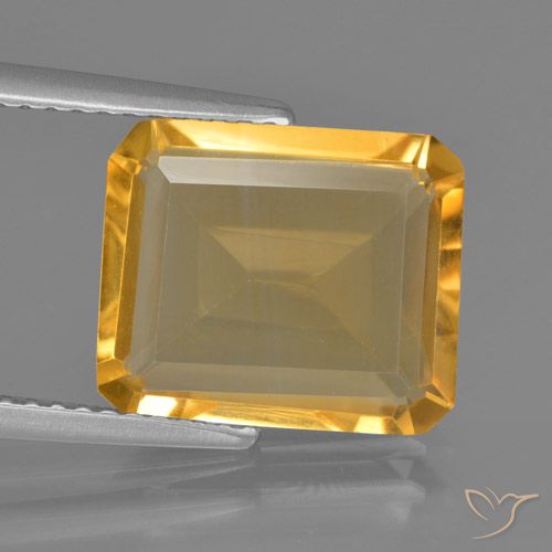4.57ct Натуральный Средний золотой Цитрин, Изумрудная огранка, VVS-VS