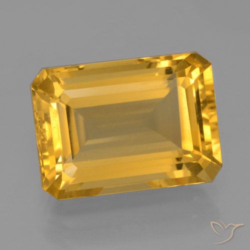 7.44ct Натуральный Темно-золотой Цитрин, Изумрудная огранка, VVS-VS