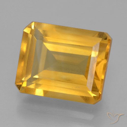 4.54ct Натуральный Темно-золотой Цитрин, Изумрудная огранка, Чистота VS