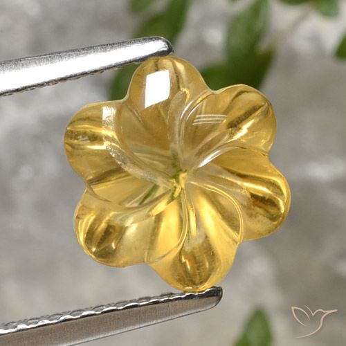 2.35ct Натуральный Золотой Цитрин, Огранка Цветок, Прозрачный