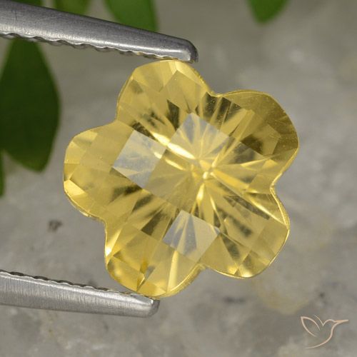 1.63ct Натуральный Средний желтый Цитрин, Огранка Цветок, Прозрачный