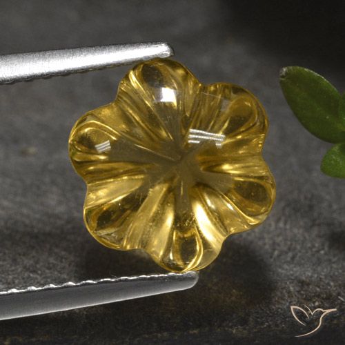 3.27ct Натуральный Темно-желтый Цитрин, Огранка Цветок, Прозрачный