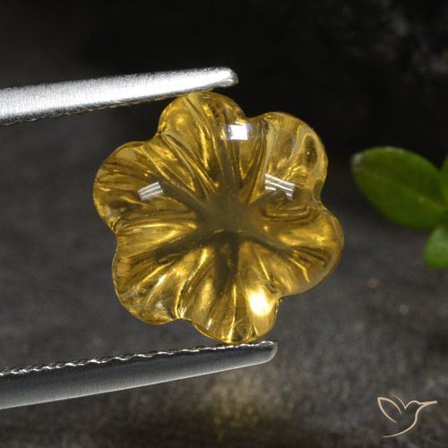 3.20ct Натуральный Золотисто-Апельсиновый Цитрин, Огранка Цветок, Прозрачный