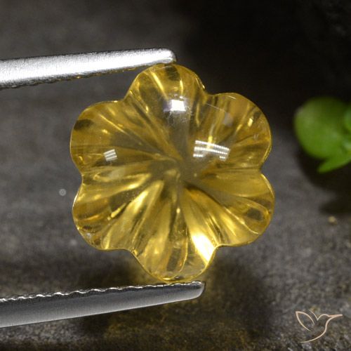 4.38ct Натуральный Золотисто-Апельсиновый Цитрин, Огранка Цветок, Прозрачный