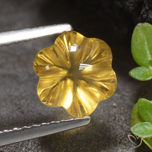 1.66ct Натуральный Средний золотой Цитрин, Огранка Цветок, Прозрачный
