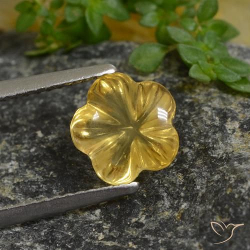 1.67ct Натуральный Темно-желтый Цитрин, Огранка Цветок, Прозрачный