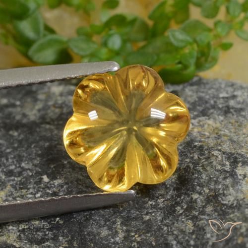 2.20ct Натуральный Темно-желтый Цитрин, Огранка Цветок, Прозрачный