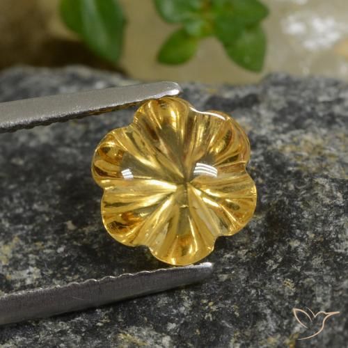 1.99ct Натуральный Глубокое золото Цитрин, Огранка Цветок, Прозрачный