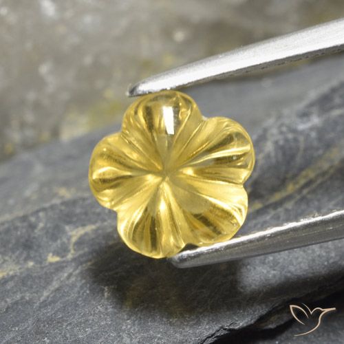 2.19ct Натуральный Светло-золотисто-желтый Цитрин, Огранка Цветок, Прозрачный
