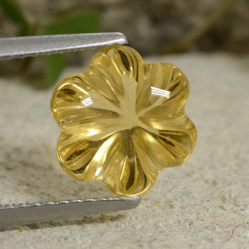 3.48ct Натуральный Темно-желтый Цитрин, Огранка Цветок, Прозрачный